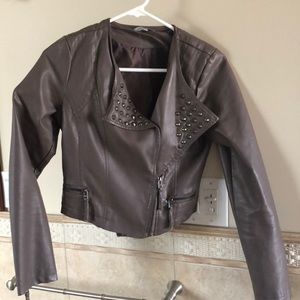 Taupe Faix Leather Jacket